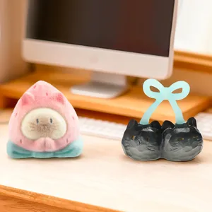 Figurines de chat mignonnes en résine pour boîtes aveugles, décoration de bureau rose et noir