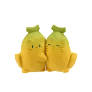 Adorables figurines de chat banane en résine sculptée à la main pour décoration de bureau