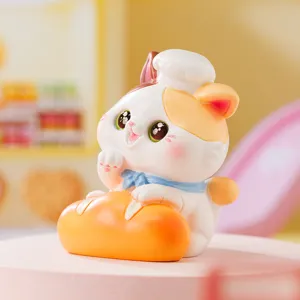 Figurine de chat chef Greedy Meow en résine boîte mystère pour décoration de bureau cadeau