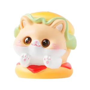 Figurine de chat hamburger en résine boîte aveugle ornement de bureau pour la maison