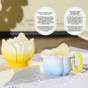Créatif Fleur en Résine Énergie Boîte Mystère Ornement Guérison Couleur Macaron Décoration de Bureau Pierre Naturelle Artisanat Cadeau Bureau