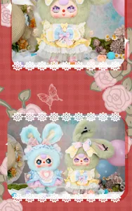 Vista detallada de lindas muñecas de peluche 400% con trajes de Lolita.