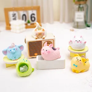 Figurines d'animaux en résine avec cristaux naturels pour décoration de bureau créative