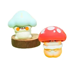 Set of two cute resin mushroom elf figurines for desktop decoration and kawaii aesthetic