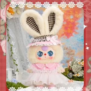 Muñeca de peluche de conejo en vestido Lolita rosa para colgante de bolso y regalo