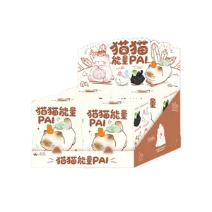 Boîte de présentation des figurines blind box en résine Cat Energy PAI pour bureau.