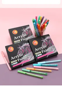 Set de marqueurs acryliques Morandi, 12 24 36 couleurs, stylos de peinture impermeable art.