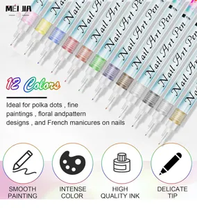 12 χρωματα σετ στυλο nail art 0.5mm λεπτη μυτη μαρκαδορος ακρυλικου για diy μανικιουρ.