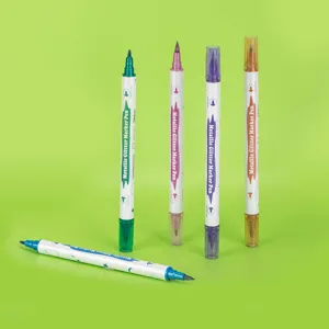 Double-headed metallic glitter marker pens set for journaling, art, and DIY crafts use.