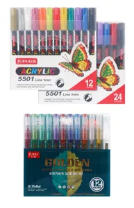 Acryl verf stift set 12 en 24 kleuren fijne punt 0.7mm voor steen keramiek canvas handwerk art