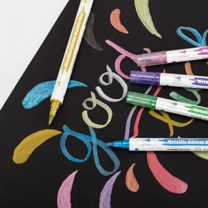 Metallic glitter marker pens dual tip art pens for bullet journaling and card making