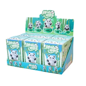 Detail view of the panda spinning toy blind box display set with cute resin figures.