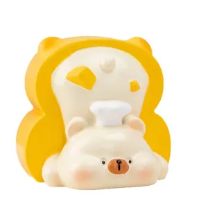 Figura de resina de postre de oso chef creativo para decoración de escritorio