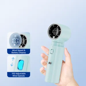 Portable Handheld Fan 100 Speeds USB Rechargeable Foldable Neck Fan Digital Display Personal Mini Fan For Outdoor Office