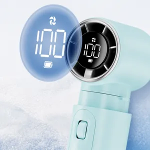 Handheld mini fan with digital display and 100 adjustable speeds for outdoor travel portable use