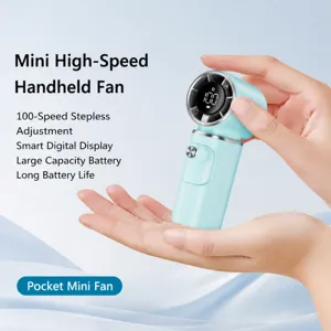 Mini ventilatore portatile turbo, 100 velocità regolabili, display digitale, ventilatore tascabile.