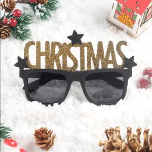 Occhiali da Sole Divertenti di Natale Montatura PC Lente AC Glitter Corna di Renna Albero di Natale Decorativi per Festa Unisex Regalo