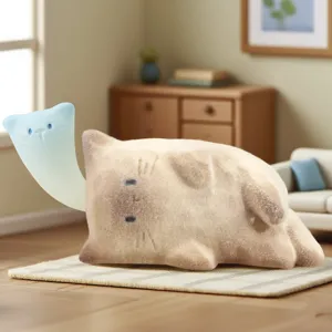 Figurine de chat floquée avec esprit de chat translucide pour bureau