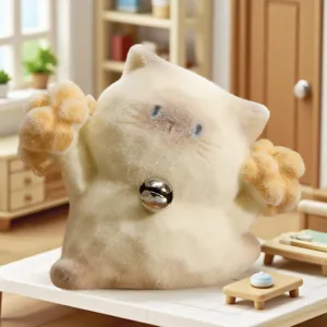 Figurine de chat floquée Cat PAI de collection avec clochette en décor miniature