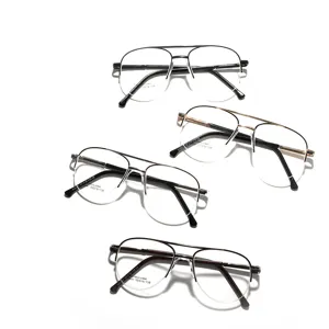 Set of classic aviator style metal double bridge glasses frames for men and women