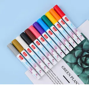 Vibrant colorful acrylic paint marker pens set, professional art illustration tools.