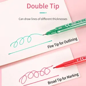 Vibrant dual-tip permanent markers for drawing and outlining shown on white paper