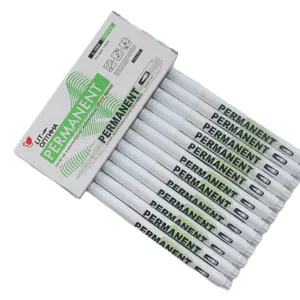 Set of 12 white permanent marker pens with 1.0mm bullet tip for art drawing