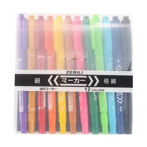 Set of 12 vibrant double-headed oil markers in a clear portable storage case