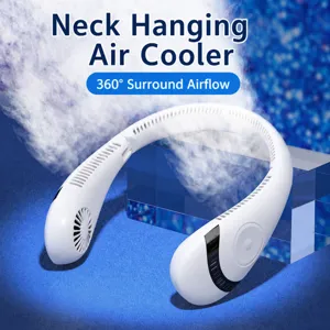 Ventilateur de Cou Pliable Portable Rechargeable USB Sans Lames Ventilateur Personnel Portable Flux d'Air 360 Degrés Ventilateur Silencieux