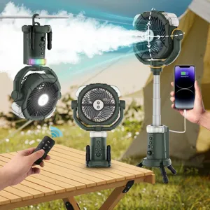 Outdoor Camping Ventilator Mit LED Licht Wasser Sprühbefeuchter USB Aufladbar Tragbar Stativ Ventilator Für Zelt Camping HW-009