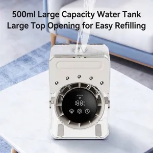 3-in-1 portable mini desktop misting air cooler fan with 500ml top-fill water tank