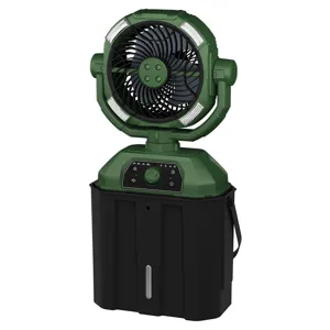 Outdoor camping fan USB rechargeable portable fan with LED light and battery base