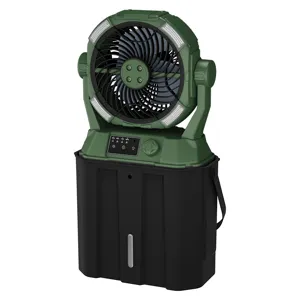 Outdoor camping fan with LED light USB rechargeable portable fan for fishing and travel.