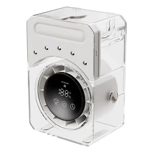 Portable 3-in-1 desktop air cooler fan with 5-hole mist spray and LED digital display screen