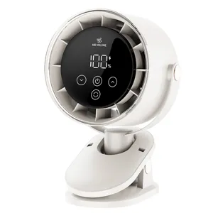 Mini ventilatore da scrivania con clip e display digitale, ricaricabile USB per ufficio.