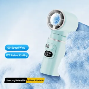 Handheld Mini Portable Fan Foldable USB Rechargeable Silent Desktop Cooling Fan With Digital Display 100 Speeds