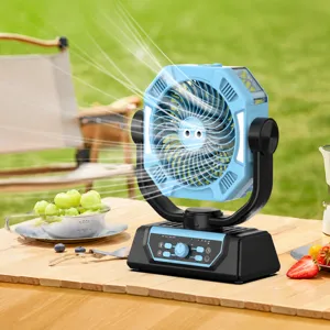 Portable Outdoor Camping Fan USB Rechargeable Mist Cooling Tent Ceiling Fan With LED Light Multi Speed Air Circulator