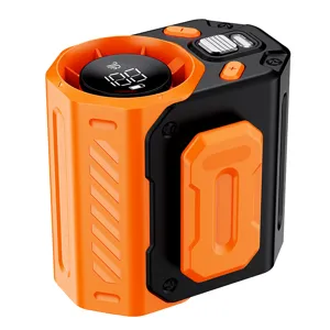 Tragbarer Outdoor Taillenventilator mit Digitalanzeige und Akku für Kühlung in Orange