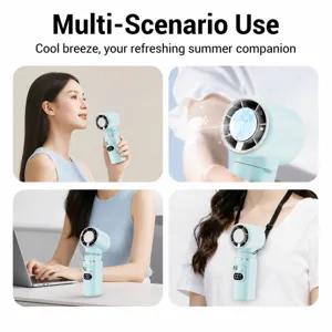 Mini handheld folding fan with TEC cooling, 100 speeds, USB rechargeable desktop silent fan.