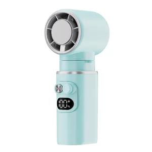 Portable handheld mini cooling fan with digital display, USB rechargeable foldable electric fan