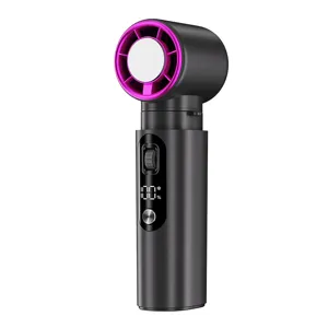 Mini ventilatore portatile a turbina con display digitale e forte vento di raffreddamento.