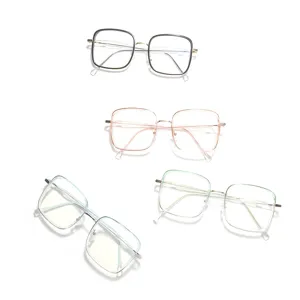 Square Large Frame TR90 Copper Optical Glasses Plain Decorative Eyeglasses For Women Men Fashion Jelly Color Frame
