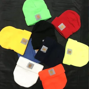 Hip Hop Letter Patch Knit Beanie Hat Unisex Winter Outdoor Warm Windproof Acrylic Cuffed Turn-up Skull Cap Brimless Everyday Headwear