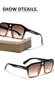 Macro detail of retro square sunglasses featuring a unique hollow double bridge design