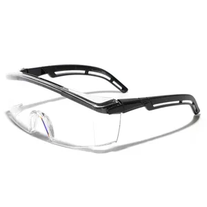 Professionelle großformatige einteilige klare Schutzbrille mit eleganten schwarzen Bügeln