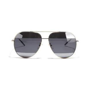 Classic metallic gold aviator sunglasses with silver mirrored lenses for men and women