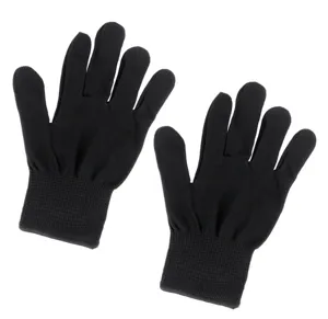 Detailansicht klassischer schwarzer Strickhandschuhe mit elastischen Rippbündchen