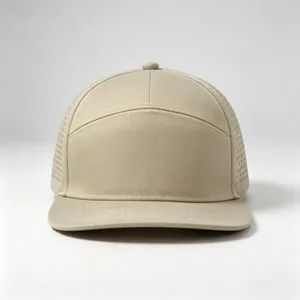Vorderansicht der atmungsaktiven Laserperforation Flat Brim Baseballkappe für die Sonne