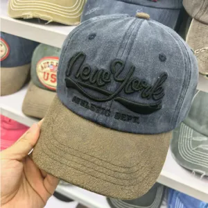 Amerikanische Retro Gewaschene Baumwolle Distressed Baseballkappe Vintage Stickerei Soft Top Hip Hop Sonnenschutz Hut