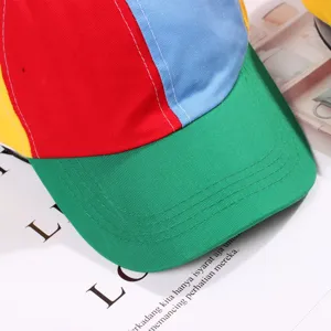 Detailed view of colorful kids' baseball cap with premium canvas stitching